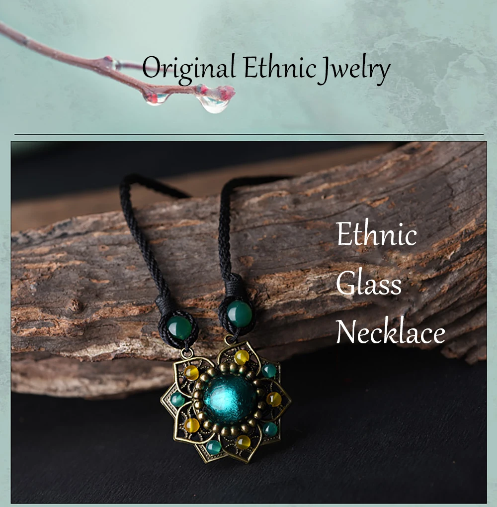 BOEYCJR этническое ожерелье-чокер из стеклянных бусин, винтажное длинное регулируемое ожерелье ручной работы с подвеской для женщин, подарок