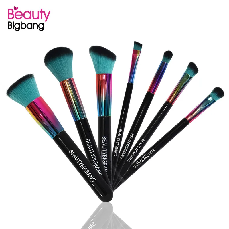 

BeautyBigBang 7pcs Cosmetic Makeup Brush Rainbow Make Up Handle Foundation Concealer Cosmetic Kit