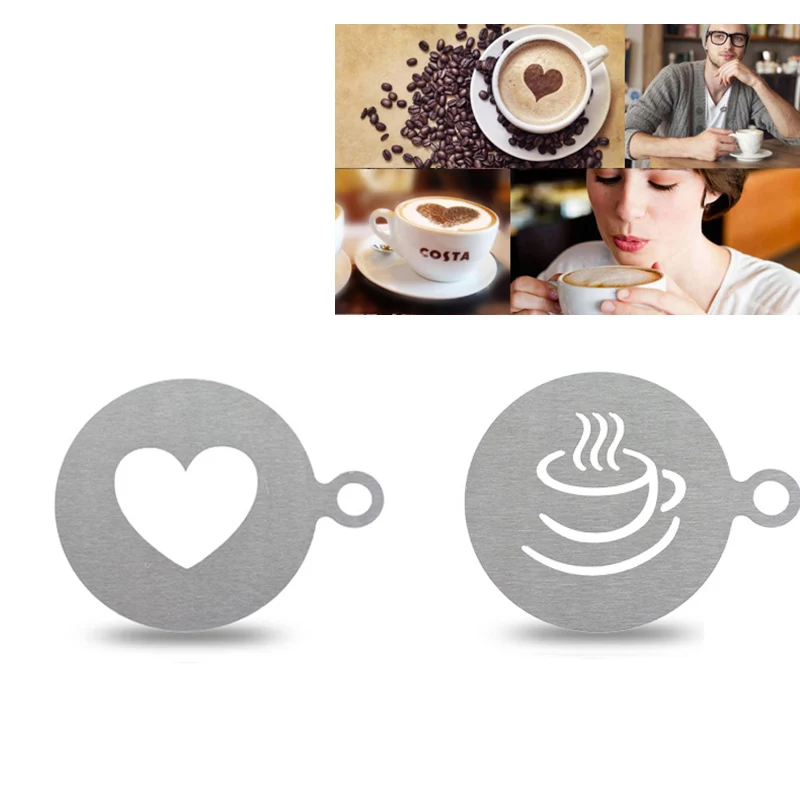 Metal Heart Coffee Cup Shape Coffee Stencil Template Coffee Latte ...