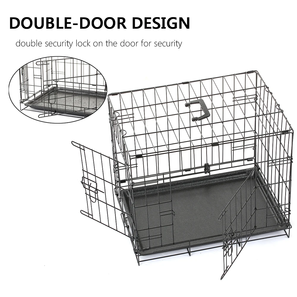 2" Клетка для собак, металлический ящик, двухдверный питомник для питомцев, складной, легко устанавливается, домик для собак, ограждение для детского Манежа, клетка с лотком