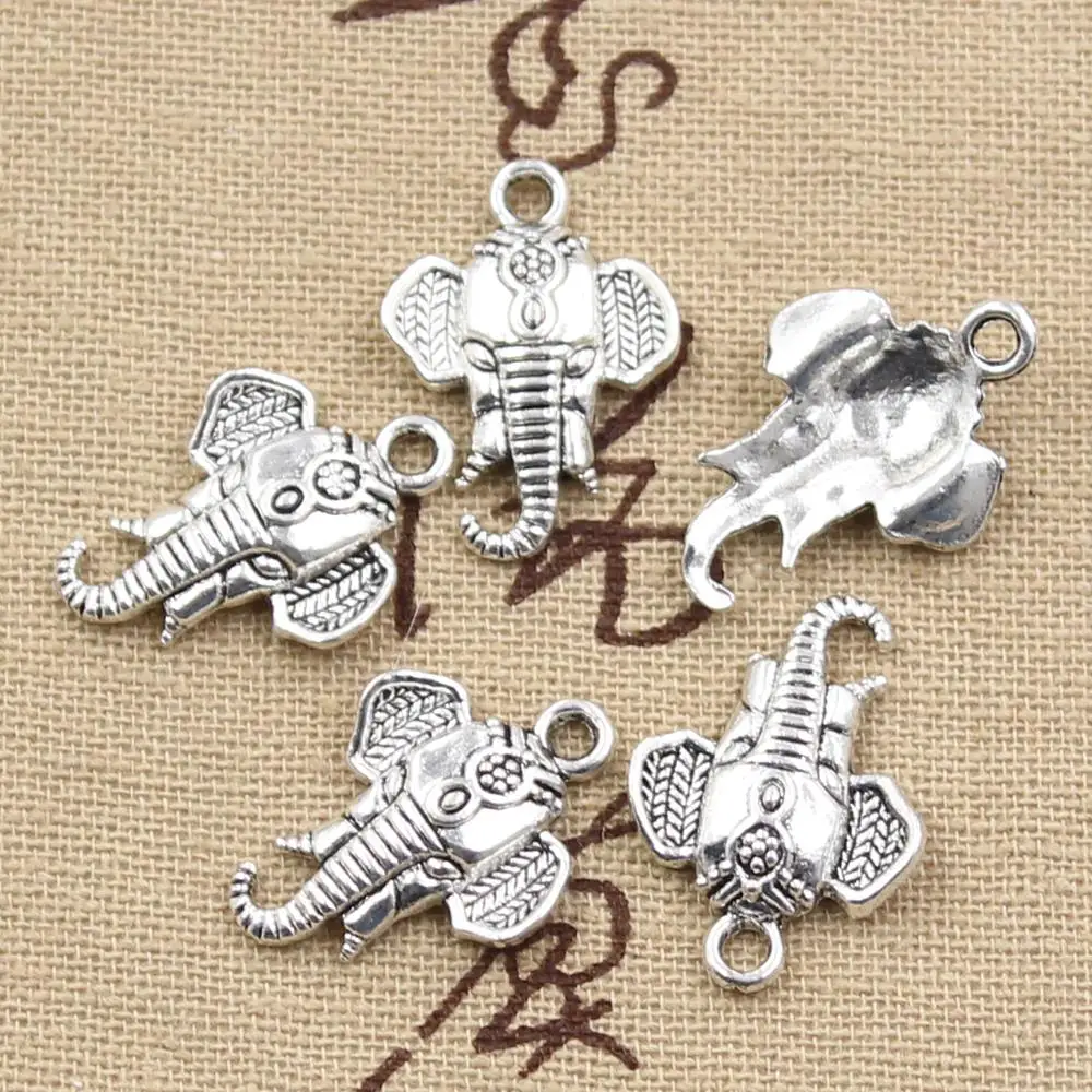 30pcs Tibetan Silver Elephant Head Mask Charm necklace Pendants 25X21MM