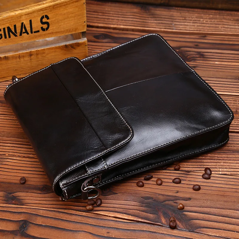 

Famous brand design purse Men handbag Genuine Leather Messenger Bag Male Leisure Zipper Shoulder Bag Man Vertical Business Bag