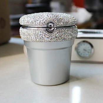 

Portable Car ashtray with Led Light Crystal Bling Bling Rhinestones Car Ash Tray Ashtray Storage Cup Holder for Girls Woman