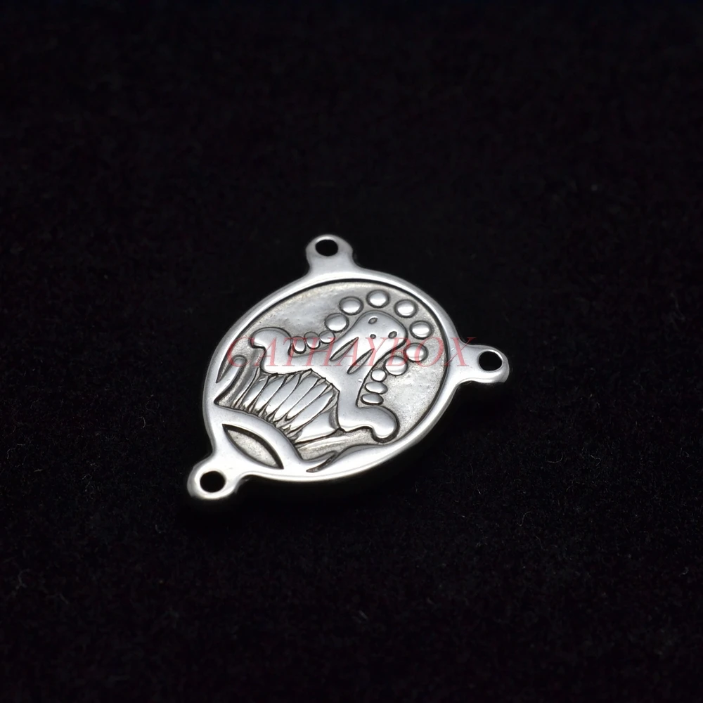 

10 PCS of Wholesale Lot Silver Tone Catholic Our Lady Ave Maria Rosary Stainless Steel Centerpiece Oval Charm Part