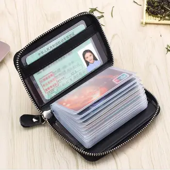 

Card bag men's and women's multi-card leather multi-function real pickup clip zip card bag credit card case wallet