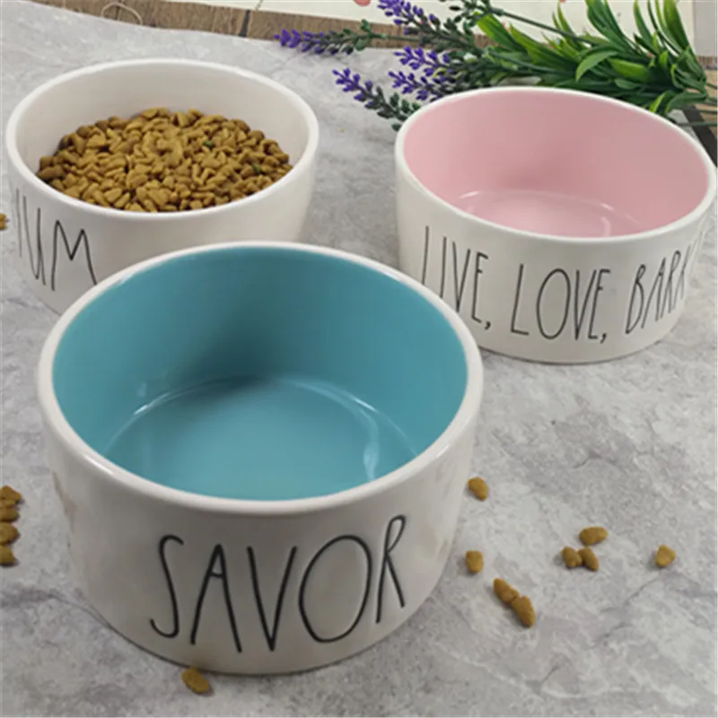 

New Dog Bowl Ceramics Cute Letter Pet Feeding Tableware Pet Bowls for Pet Dog Cat Puppy Food Dish Water Bowl Pet Supplies