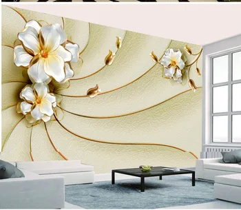 

Custom 3d Mural Wallpaper New European Embossed Floral TV Living Room TV Background Wall Painting Wallpaper