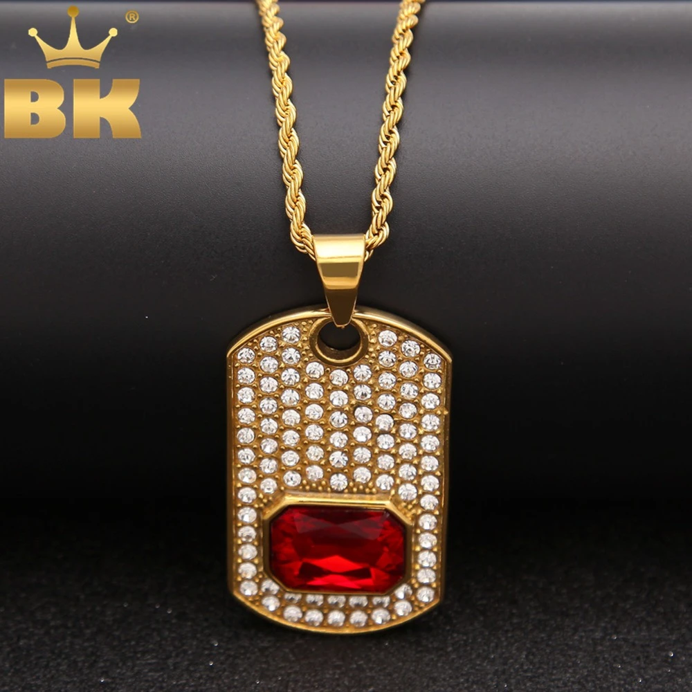 bling dog tag necklace