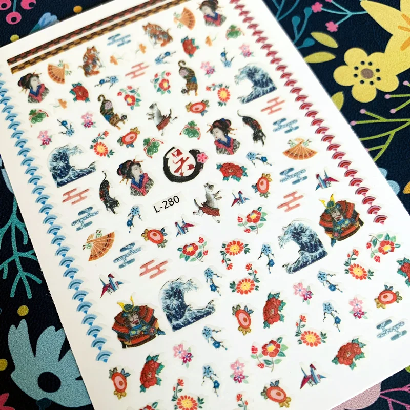 Newest L-244-320 fire Bloom 3d nail art sticker nail decal stamping export japan designs rhinestones decorations