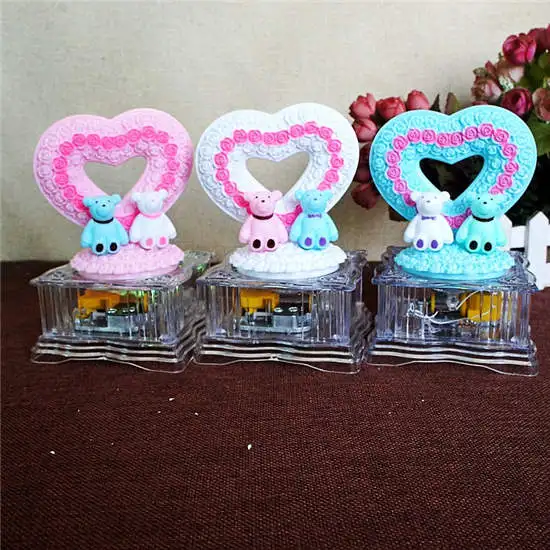 

Love series swan dance glow music box rotating spring music box double color decoration Christmas