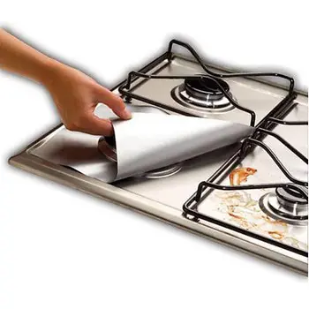 

Durable 4 Pieces Oven Cover Black 4pcs Kitchen Easy Clean Cooks Gas Rang Hob Liner Stove Top Protectors Tools Eco-friendly