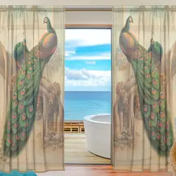 2 шт. красивый павлин Европейский современный Sheer шторы s для постельные принадлежности гостиная отель офис простыня Cortinas тюль