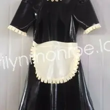 Латексная резиновая Gummi черная мини-юбка горничной кружевной комбинезон костюмный фартук размер XXS-XXL
