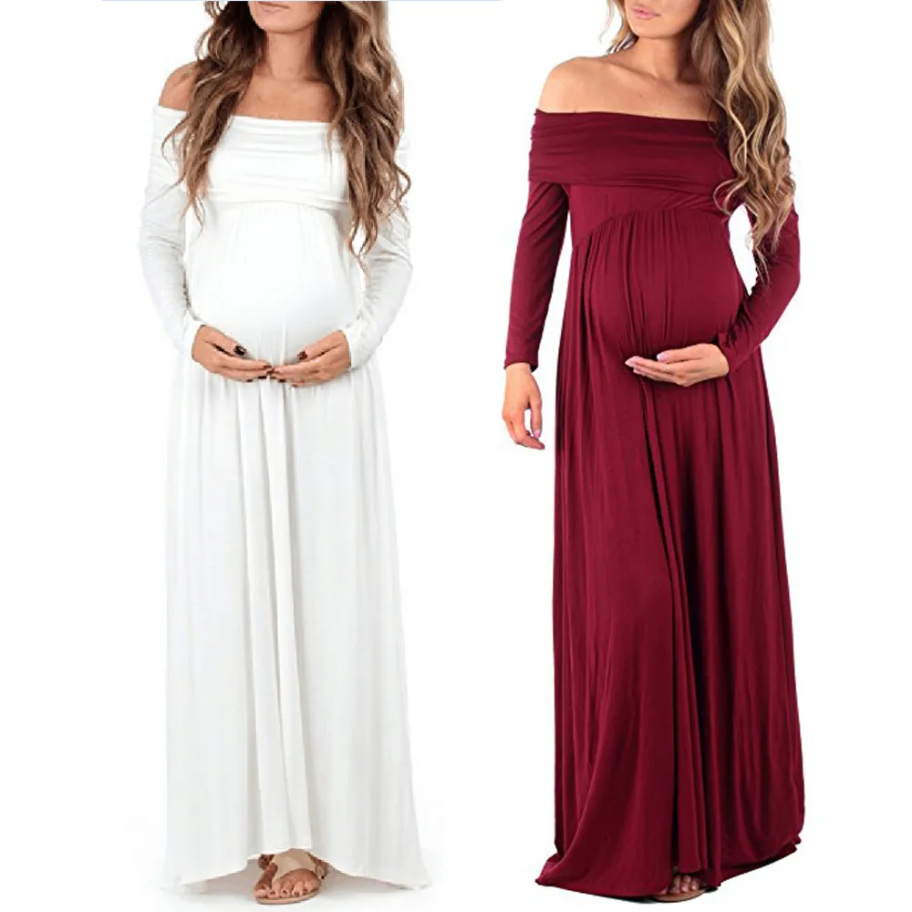 

Maternity dress Women Cowl Neck Pregnants Photography Props Off Shoulders Nursing Dress drop shipping pregnant women dresses