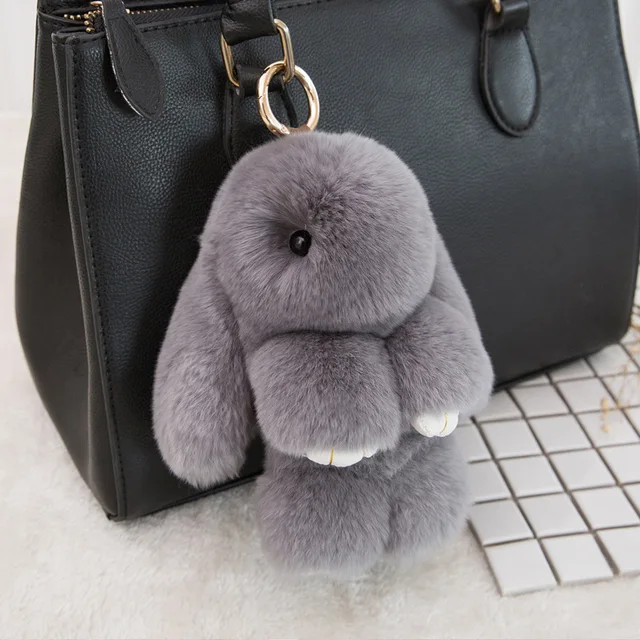 Rabbit Fur Keychain Bunny Rabbit Fur Fashion Pom Pom Keychain Bunny Toy