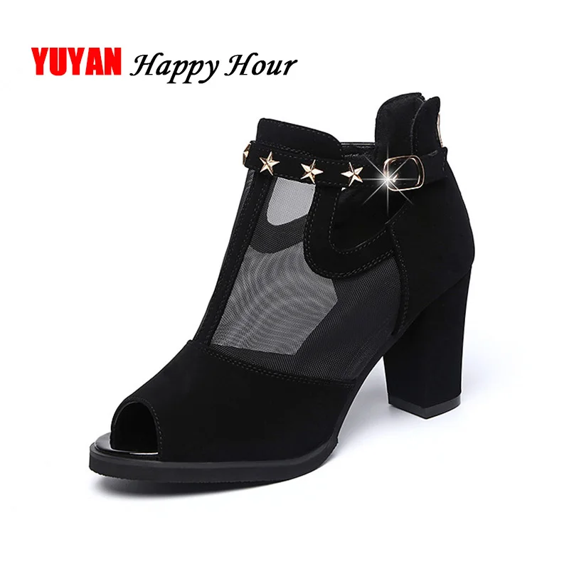 Sexy Ladies High Heels Women Sandals 2019 Summer Peep toe Women Square Heel Sandals Fashion Summer Woman Party Shoes A1099