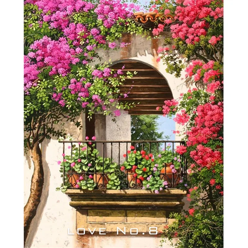 

Flower House Diy Diamond painting square dill diamond full resinstone sticker needlework diamond embroidery for gift
