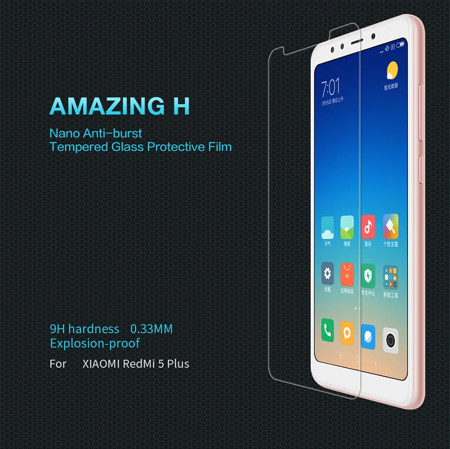 

Nillkin Tempered Glass Film for XIAOMI RedMi 5 Plus 5.99 inch Amazing H Nano Anti-Explosion 9H hard Protective Screen Protector