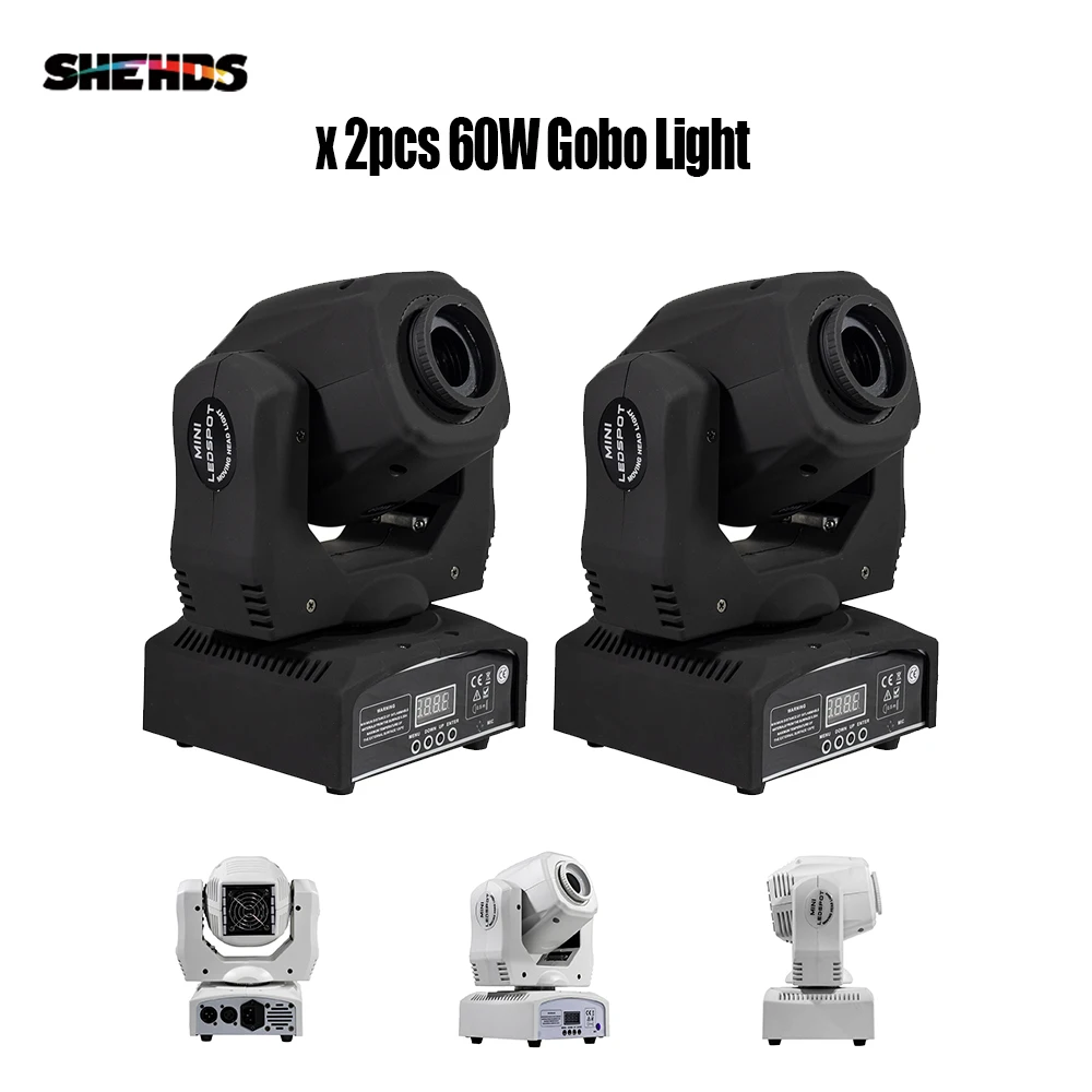  2 Pcs 60w Led Spot Light 7 Gobos Moving Head Light DMX 9/11 Channels Light/Master-Slave/Auto Run/So - 32777191433