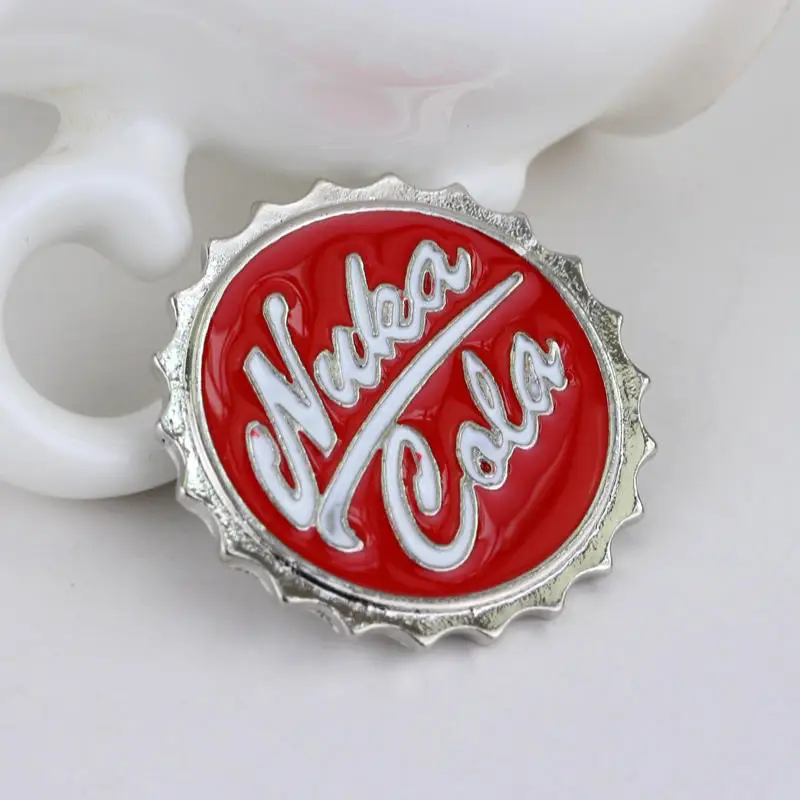 Hot Game Series Nuka Cola Pins Brooches High Quality Cute Simple Style Alloy Badge Newest Red Enamel Brooch For Men Women Fashion Jewelry