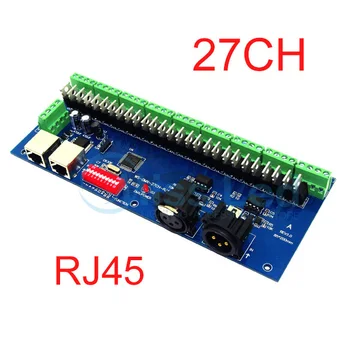 

27CH have(XLR&RJ45), Easy DMX512 decoder,27 channel DMX controller,drive ,9 groups RGB output,For LED Strip Module,LED drive