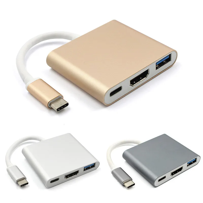 

Type C USB 3.1 to USB-C 4K HDMI USB3.0 Adapter 3in1 Hub For Apple Macbook USB 3.1 Type C HDMI Adapter HUB