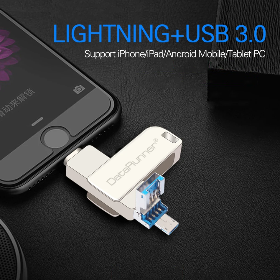 Datarunner USB флэш-накопитель OTG Usb флэш-накопитель для iPhone XS/X/8/7/7plus/usb-накопитель 3,0 8 г 16г 32г 64Г 128G флеш-накопитель флэш диск