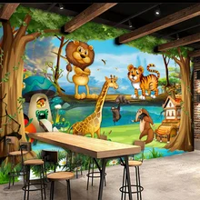 На заказ Фреска детская комната спальня красивый мультфильм лес фон картина Настенный декор детские обои объемная настенная живопись