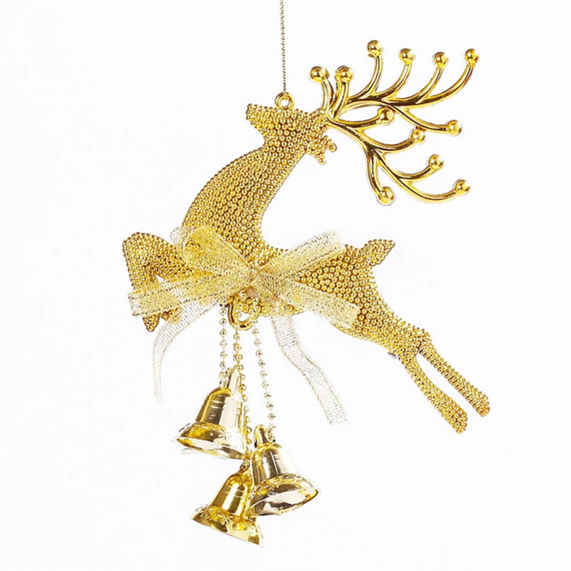 1Pcs Gold Reindeer with Bells Christmas Decorations For Home New Year