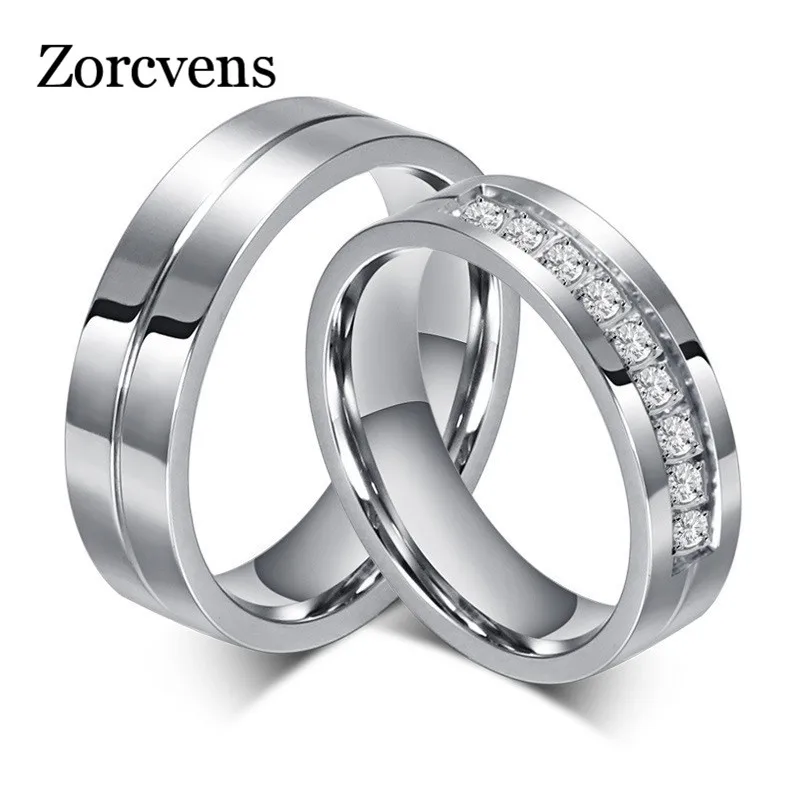 

ZORCVNES 2019 New Fashion 316l Stainless Steel CZ Stone Wedding Engagement Rings for Woman