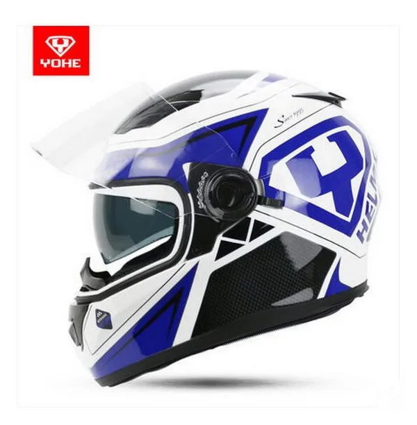 Blue Racing Мода г. YOHE Полный мотоциклетный шлем YH-970 гонки двойной Лен мотоциклетные шлемы из ABS/PC линзы 5 видов цветов - Цвет: Blue Racing