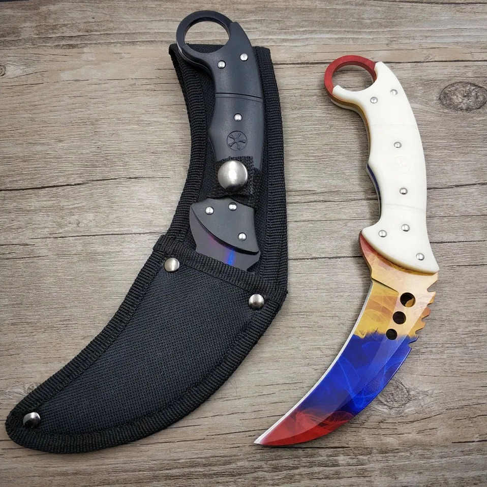 Прямая поставка 420C стальной karambit cs go тактический нож ABS Ручка счетчик удара нож-мачете охотничий нож для выживания с зажимом для ремня