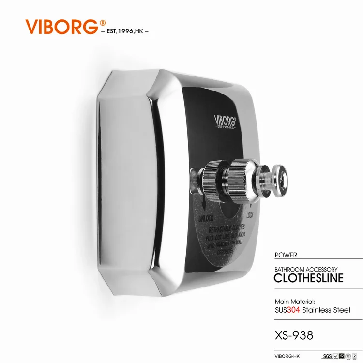 

VIBORG 304 Stainless Steel Retractable Single Line Indoor Clothesline Hotel Style Clothes Drying Line with stainless steel wire