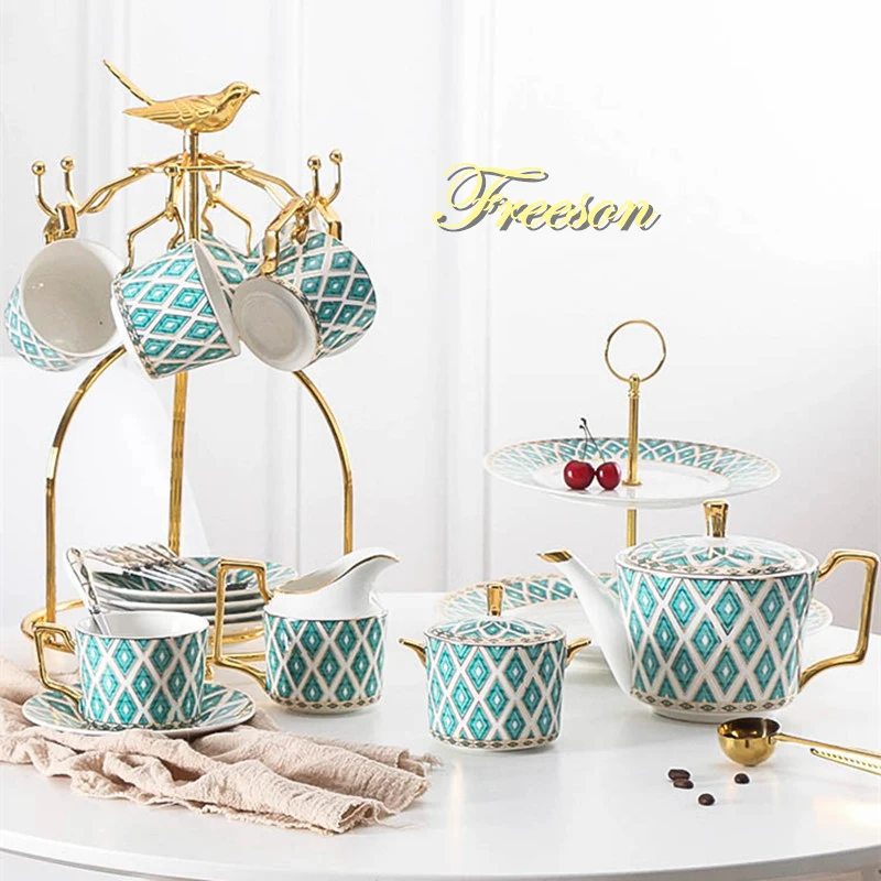 Gold Painted Bone China Coffee Set Luxury Porcelain Tea Set Advanced Pot Cup Ceramic Mug Sugar Bowl Creamer Teapot Milk Jug Gold Painted Bone China Coffee Set Luxury Porcelain Tea Set Advanced Pot Cup Ceramic Mug Sugar Bowl Creamer Teapot Milk Jug