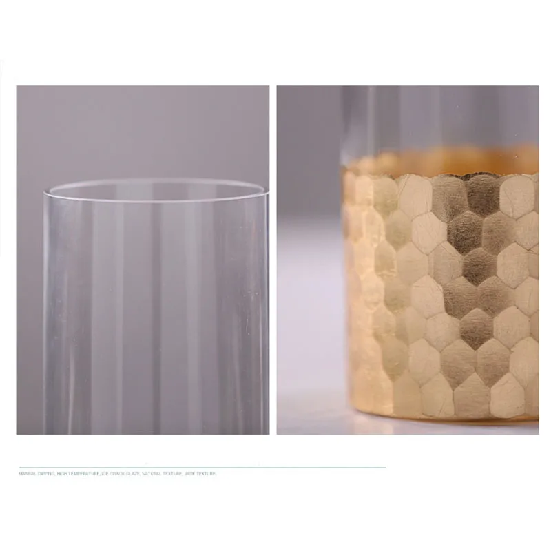 Billig Glas Blume Vase mit Gold Folie Figuren Home Wohnzimmer Decor Haushalt Decor Gold Tabletop Anlage Vase Handwerk Hochzeit Geschenke