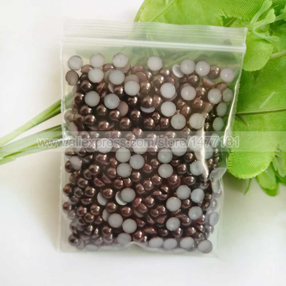 5mm half round pearls Z46 DARK COFFEE-1