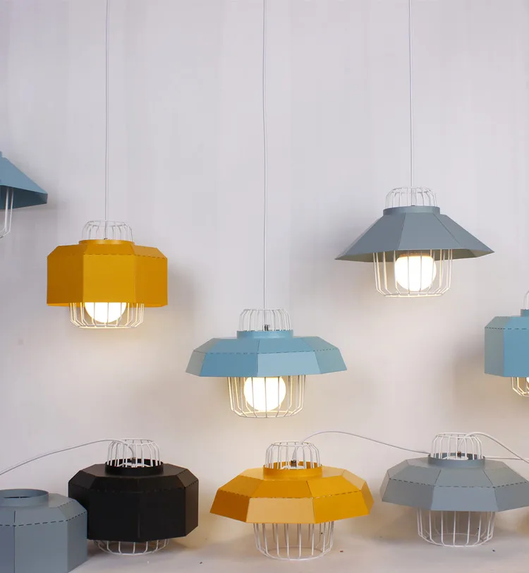 

Colorful Iron Birdcage Pendant Light Nordic Modern Creative Hanglamp Fixtures For Home Lighting Bar Cafe Lamparas Colgantes