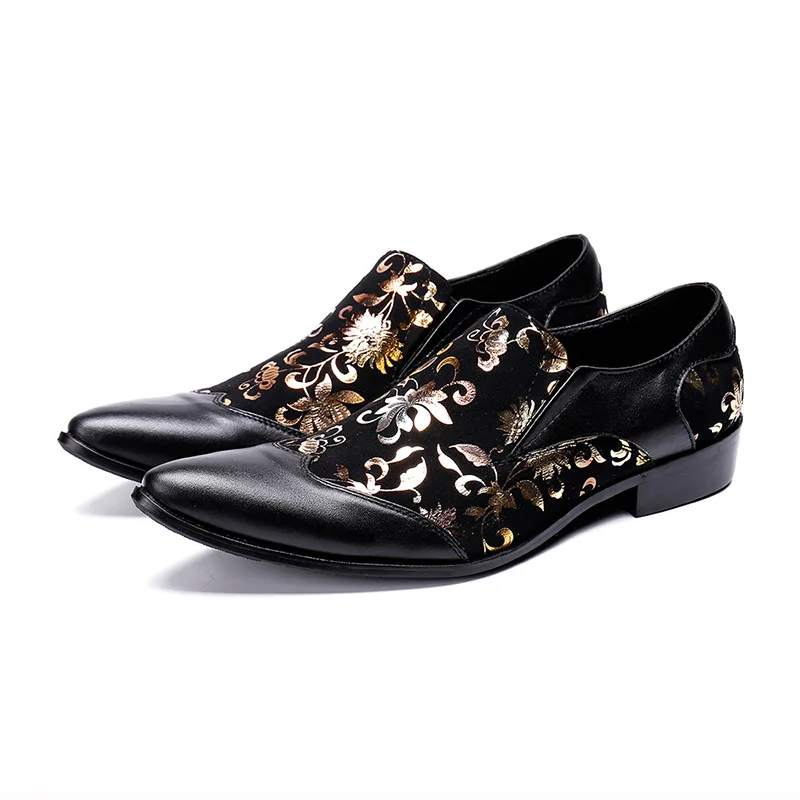 

British Style Carved Pointed Shoes Fashion Men Brock Retro Wedding Men's Black Leather Shoes