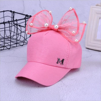 

2018 Big Bow New Baseball Cap Lovely Korea Kids Girls Adjustable Net Cap Fashion Cartoon Patten Children Hats Bone