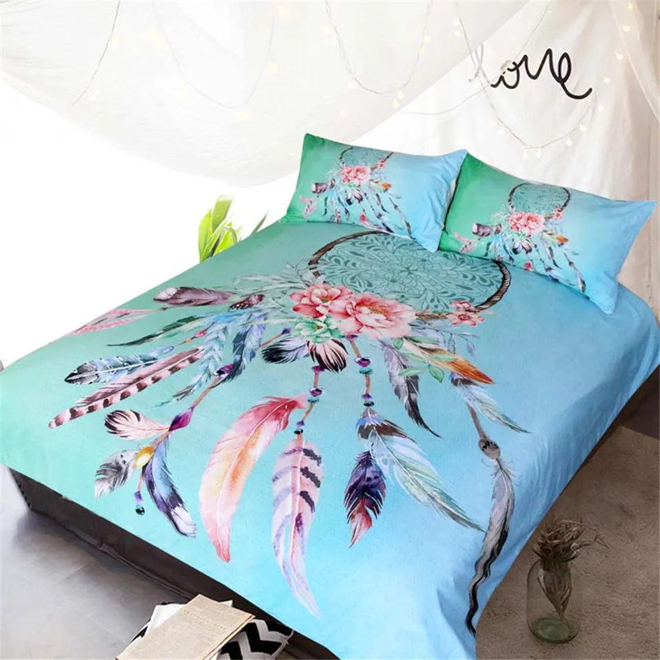 BlessLiving Big Dreamcatcher Colors Bedding Set 3 Piece Dream Catcher