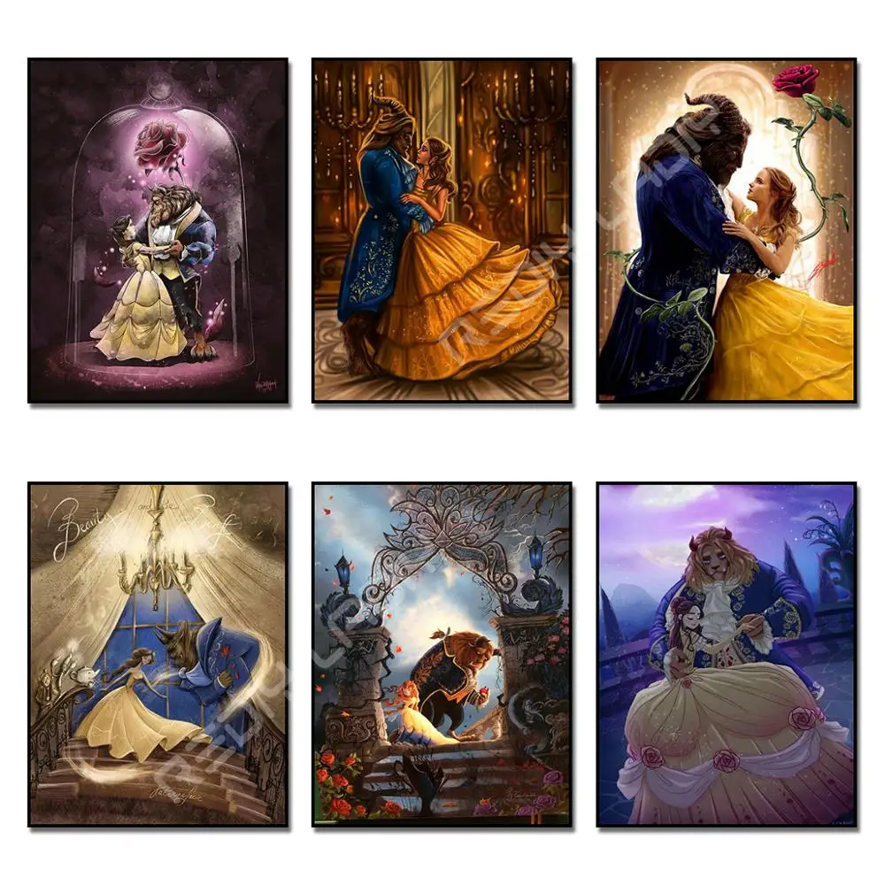 

DIY Diamond Painting Beauty & Beast Rhinestones Cross Stitch Full Square/Round Diamond Embroidery Mosaic Pattern Art Home Decor
