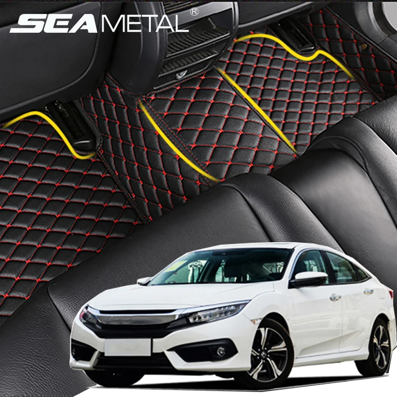 

LHD Car Carpet Mat Floor Mats For Honda CIVIC 10th Sedan 2016 2017 Custom in Car Interior Leather Auto Rugs Pads Accessories