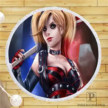 

Custom DIY Customized Microfiber Fabric harley-quinn (1) Round Beach Blanket Towel Printed on Demand 150cm #19-01-28-4-162