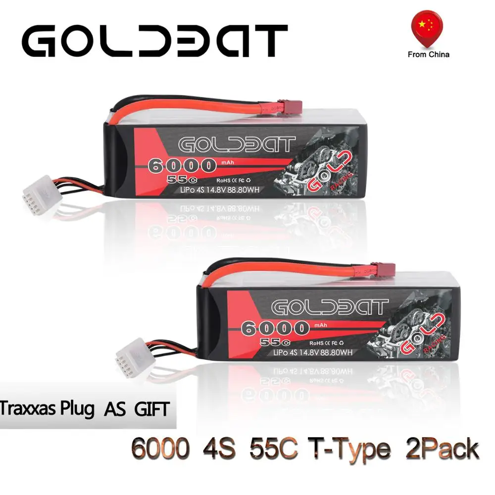 2 единицы GOLDBAT 6000mAh lipo батарея 4S RC автомобиль lipo 6000mAh 55C батарея LiPo 14,8 v с T XT60 Разъем для RC грузовик RC Heli самолет