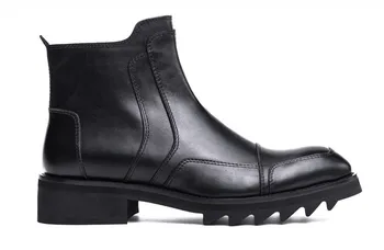 

High Quality Men Round Toes Personality Black Side Zipper Ankle Boots Men Autumn Winter Thick Bottom England Style Martin Boots