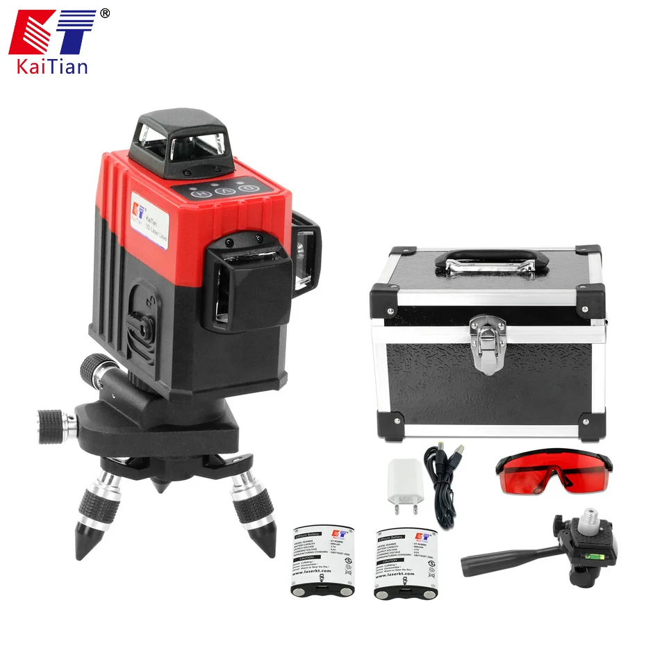 

KaiTian 3D Laser Level 12 Line 3D5 Battery with Outdoor 360 Horizonta Self-Leveling Vertical 650nm Livella Laser Beam Line Tools