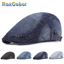 RoxCober джинсовый берет homme Для мужчин Для женщин кепка газетчика головные уборы Плющ Гольф вождения солнцезащитные плоская кепка таксиста Кепки осунувшийся Блиндер 350