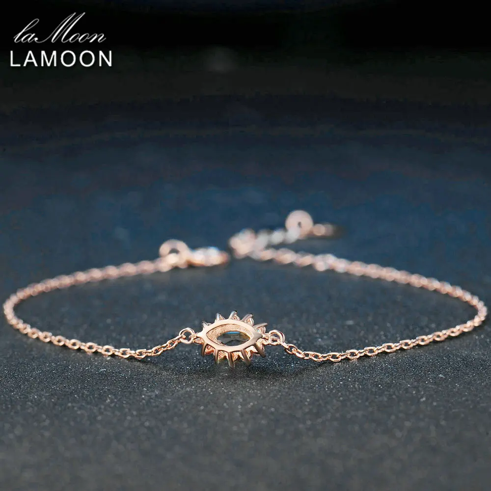 LAMOON Marquise 3x6mm 1.4ct 100% Natural Citrine S925 sterling-silver-jewelry Chain Charm Bracelet LMHI033
