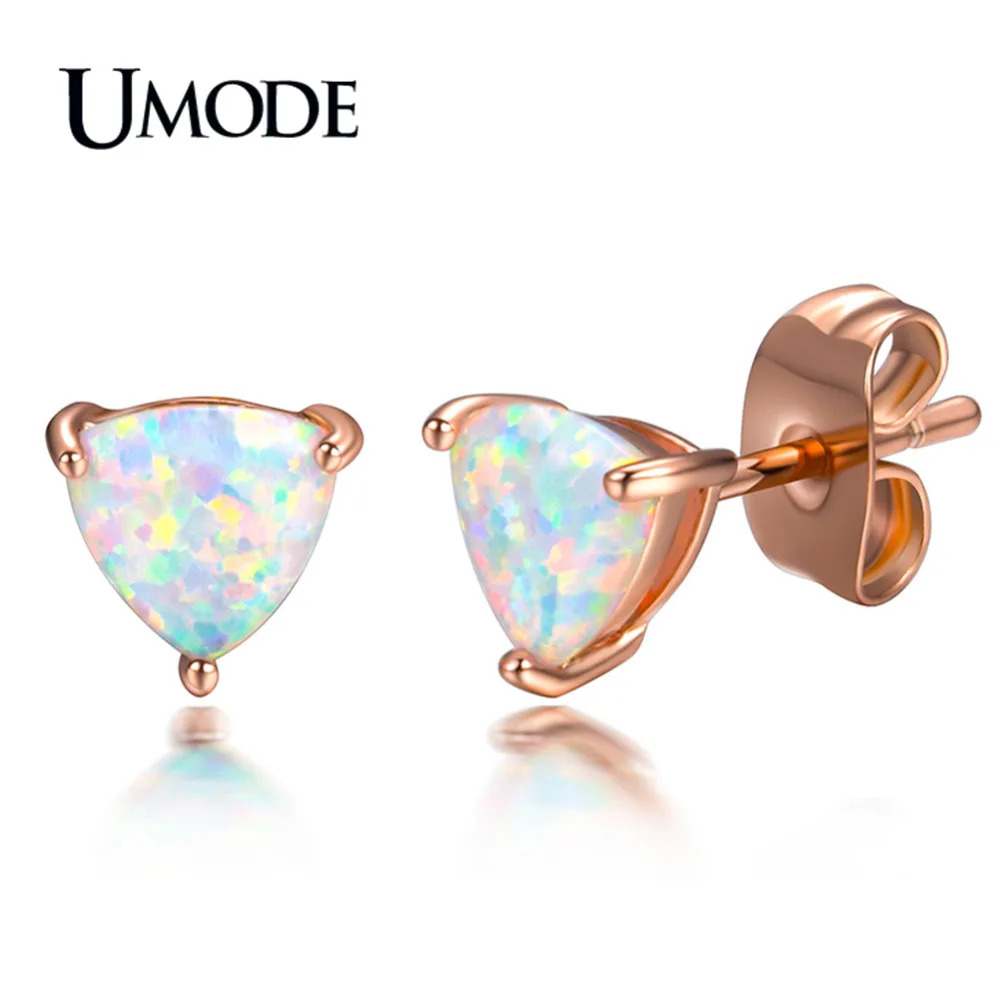 

UMODE Fashion Trillion Opal Stud Earring for Women Rose Gold Color Boucle D'Oreille Pendiente Mujer Moda 2018 Oorbellen AUE0391A
