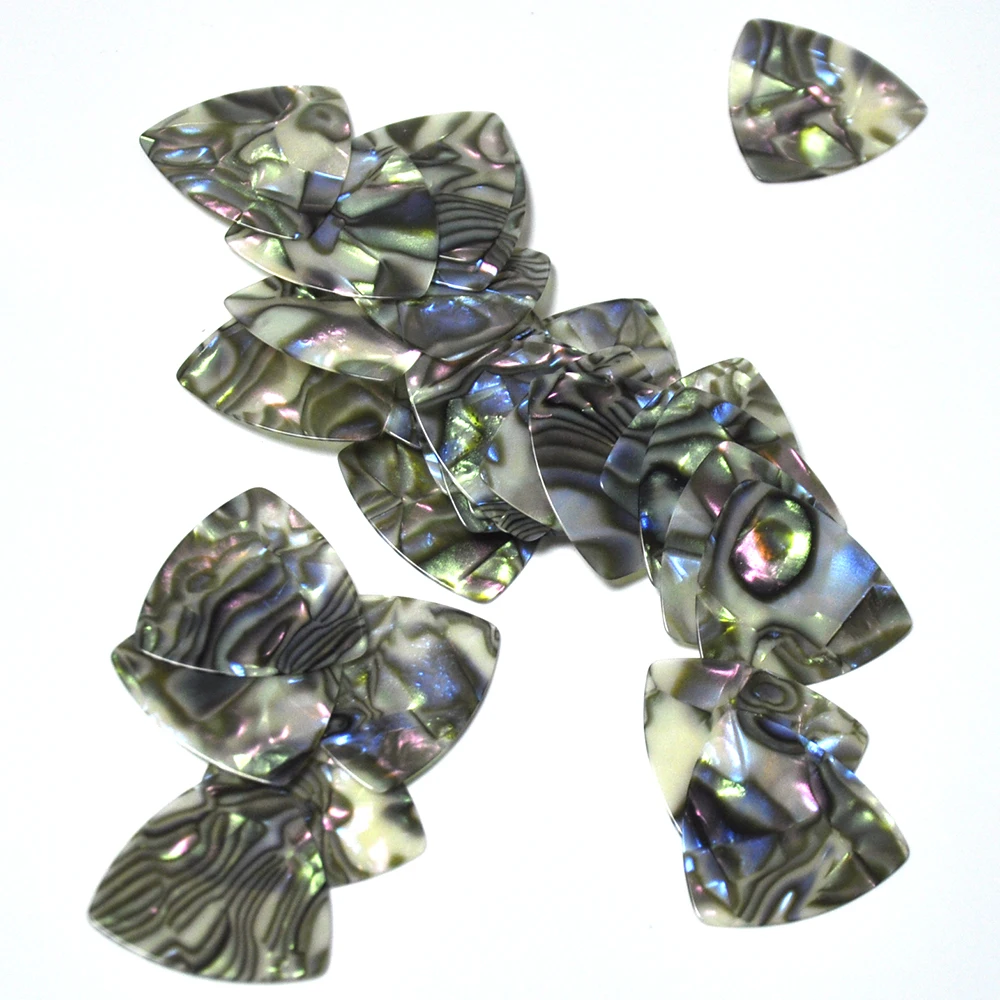 Rounded Triangle Big Size Medium 0.71mm Celluloid Guitar Picks Abalone Sea Shell 100 pcs